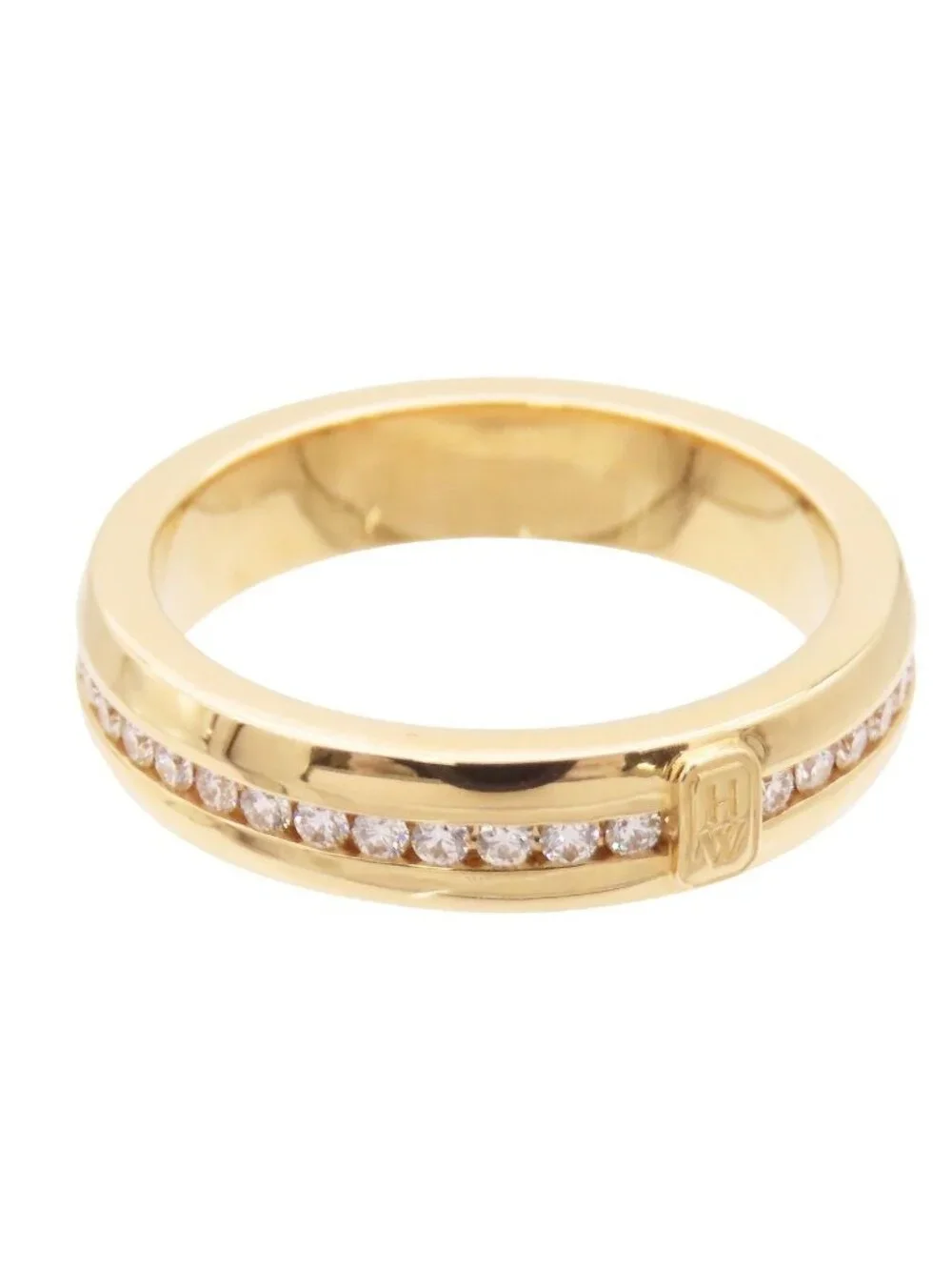 Harry Winston HW Logo Ring Yellow Gold 18k Diamond